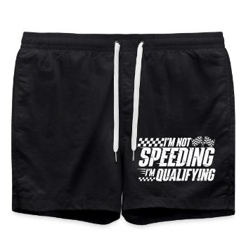 I’m Not Speeding I’m Qualifying Racing Drift  - Swim Trunks - black - Front - AI Model Male 185 light (185cm)