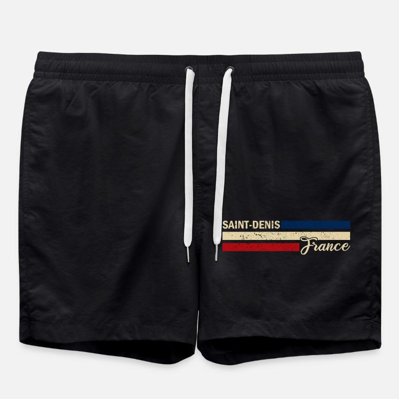 France - Saint-Denis - Frankreich - Flagge - Badeshorts - Schwarz