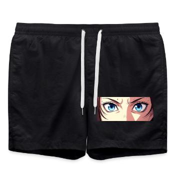Anime Eyes Blue Iris Manga Fan - Swim Trunks - black - Front - AI Model Male 185 light (185cm)