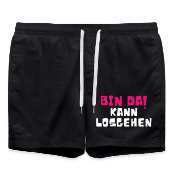 Bin Da Kann Losgehen - Badeshorts - Schwarz - Vorne - AI Model Male 185 light (185cm)