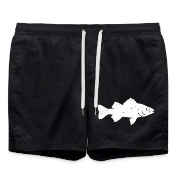 Vecteur de pêche à la silhouette du bar perchaud - Short de bain - noir - Devant - AI Model Male 185 light (185cm)