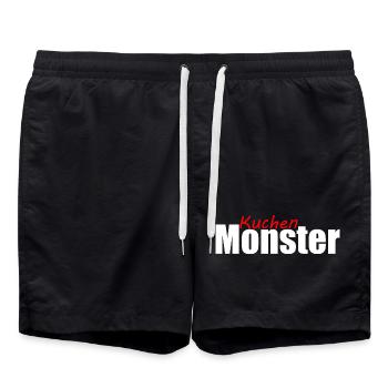 Kuchenmonster Feinschmecker Schlemmer Vielfraß - Badeshorts - Schwarz - Vorne - AI Model Male 185 light (185cm)