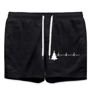 ECG du sapin de Noël Battement de cœur Méchant de Noël - Short de bain - noir - Devant - AI Model Male 185 light (185cm)