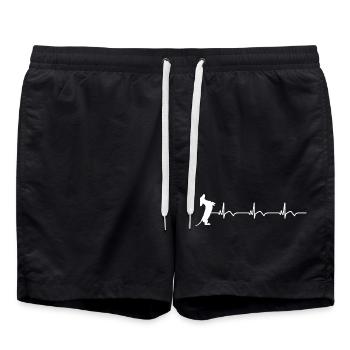 Dackel EKG Herzschlag - Badeshorts - Schwarz - Vorne - AI Model Male 185 light (185cm)