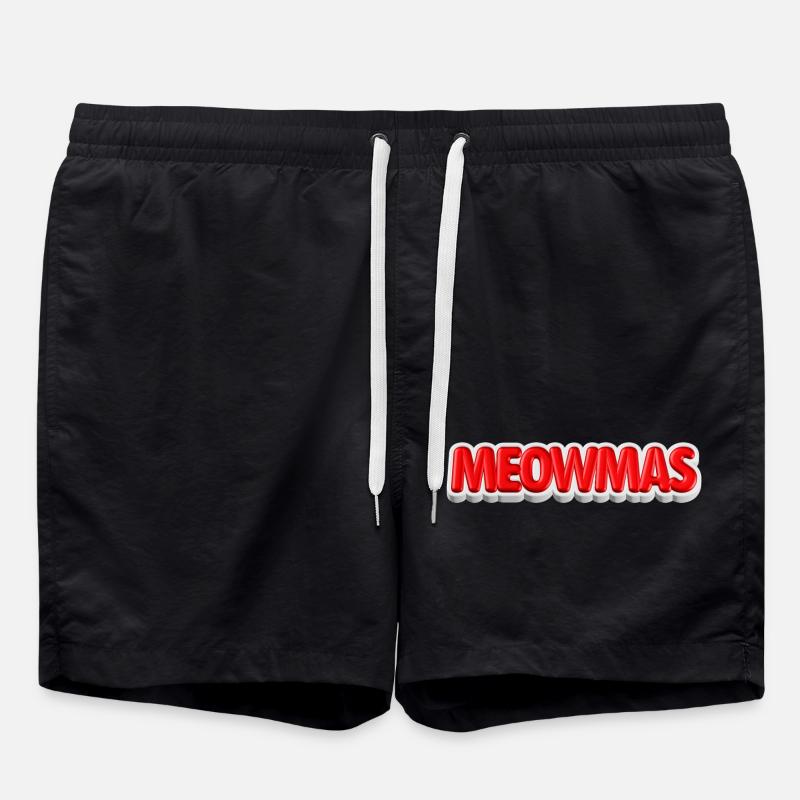 Meowmas 3D Christmas Cat Typography  - Badeshorts - Schwarz