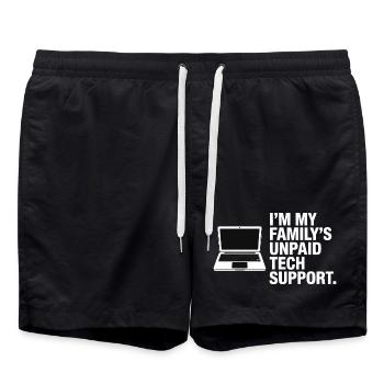 Unpaid Tech Support Family - Swim Trunks - black - Front - AI Model Male 185 light (185cm)