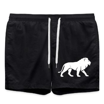 Löwe Silhouette Safari Afrika Vektor - Badeshorts - Schwarz - Vorne - AI Model Male 185 light (185cm)