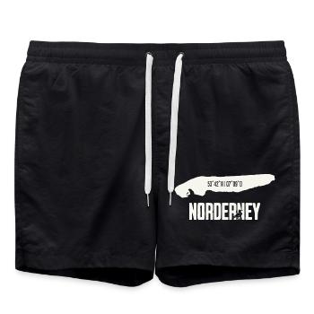 Norderney | Insel mit Koordinaten - Badeshorts - Schwarz - Vorne - AI Model Male 185 light (185cm)