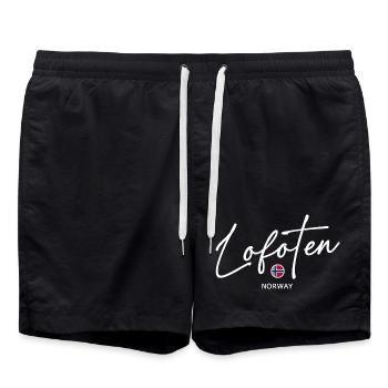 Lofoten - Norway Flag - Norge - Norwegen - Swim Trunks - black - Front - AI Model Male 185 light (185cm)