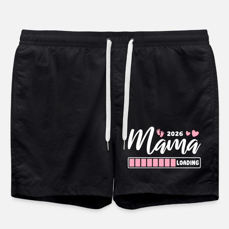 Mama 2026 loading - Schwangerschaft - Geschenk - Badeshorts - Schwarz
