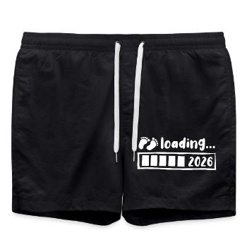 Baby 2026 loading - Schwangerschaft - Geschenk - Badeshorts - Schwarz - Vorne - AI Model Male 185 light (185cm)