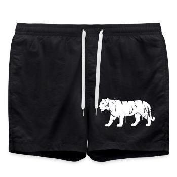 Tiger Graffiti Grunge Streetwear Vector - Swim Trunks - black - Front - AI Model Male 185 light (185cm)
