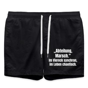 Abteilung Marsch Chaotischer Alltag - Badeshorts - Schwarz - Vorne - AI Model Male 185 light (185cm)