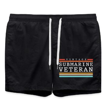 July 8 Submarine Submarine Veteran Navy USA - Swim Trunks - black - Front - AI Model Male 185 light (185cm)