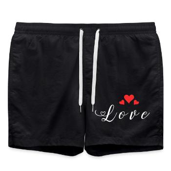 Love Heart Passion Feelings Declaration of Love - Swim Trunks - black - Front - AI Model Male 185 light (185cm)