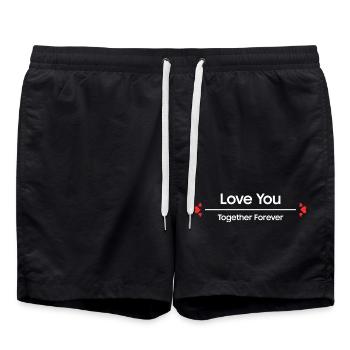 Je T'aime Ensemble Pour Toujours Amour Couple - Short de bain - noir - Devant - AI Model Male 185 light (185cm)