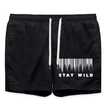 Stay Wild Forest Barcode  - Badeshorts - Schwarz - Vorne - AI Model Male 185 light (185cm)