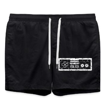 Old School Controller Vintage Vektor - Badeshorts - Schwarz - Vorne - AI Model Male 185 light (185cm)