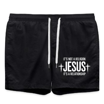 Keine Religion, es ist eine Beziehung - Badeshorts - Schwarz - Vorne - AI Model Male 185 light (185cm)