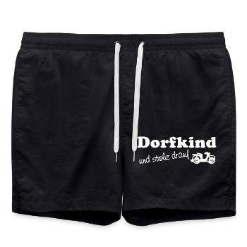Village child - and proud of it - Swim Trunks - black - Front - AI Model Male 185 light (185cm)
