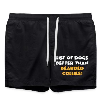Bearded Collie - Swim Trunks - black - Front - AI Model Male 185 light (185cm)