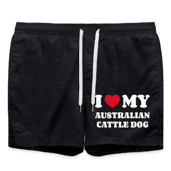 J’adore mon propriétaire de chien de bétail australien - Short de bain - noir - Devant - AI Model Male 185 light (185cm)