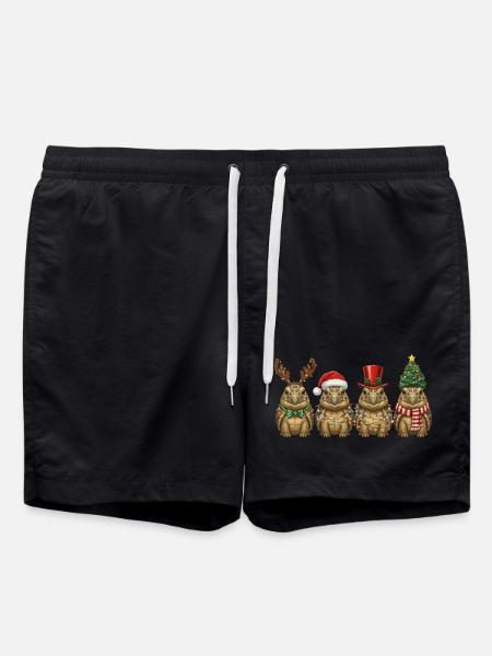 Greek Tortoise Christmas Light - Swim Trunks - black