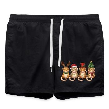 Crown Gecko Santa Claus Christmas Lights - Swim Trunks - black - Front - AI Model Male 185 light (185cm)