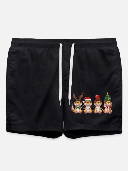 Leopardgecko Weihnachten Lichterkette - Badeshorts - Schwarz