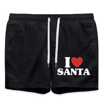 Noël Xmas Santa Père Noël Joyeux Noël Cadeau Noël - Short de bain - noir - Devant - AI Model Male 185 light (185cm)
