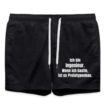 Ingenieur Prototypenbau Spruch - Badeshorts - Schwarz - Vorne - AI Model Male 185 light (185cm)
