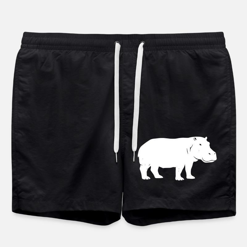 Hippo Silhouette Africa Vector - Swim Trunks - black
