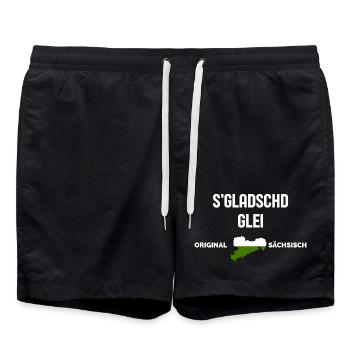 S’Gladschd Glei Dicton Est-Allemand - Short de bain - noir - Devant - AI Model Male 185 light (185cm)