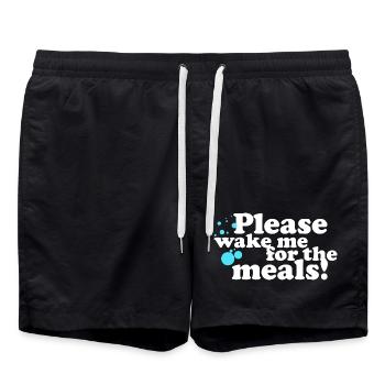 Please, wake me for the Meals! - Badeshorts - Schwarz - Vorne - AI Model Male 185 light (185cm)