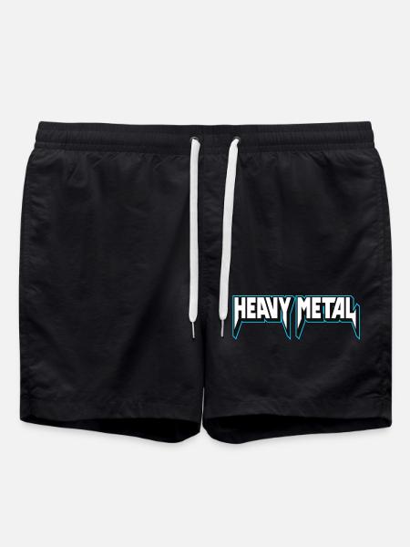Heavy Metal Neon Outline 3D Logo - Swim Trunks - black
