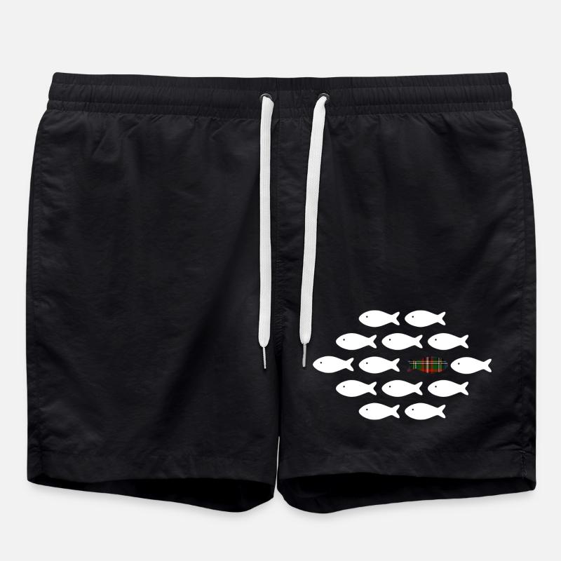 Einzigartiger karierter Fisch - Badeshorts - Schwarz