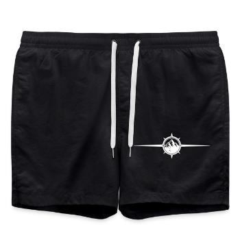 Kompass Symbol Berge - Badeshorts - Schwarz - Vorne - AI Model Male 185 light (185cm)