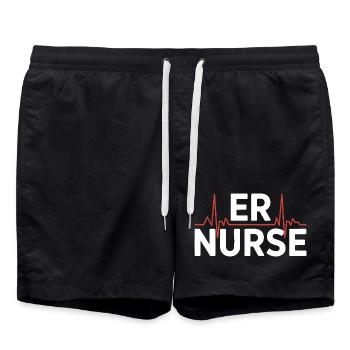 Klinikheld ER-Nurse Logo - Badeshorts - Schwarz - Vorne - AI Model Male 185 light (185cm)
