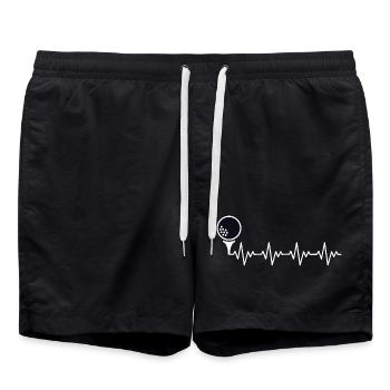 Golf Golfer Golfball EKG Herzschlag Herzfrequenz - Badeshorts - Schwarz - Vorne - AI Model Male 185 light (185cm)