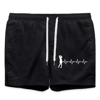 Golf Golfer Golfschlag EKG Herzschlag Herzfrequenz - Badeshorts - Schwarz - Vorne - AI Model Male 185 light (185cm)