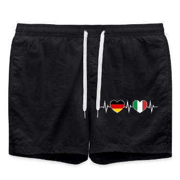 German-Italian Germany Italy Hearts ECG - Swim Trunks - black - Front - AI Model Male 185 light (185cm)