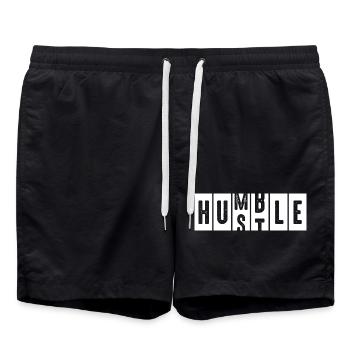 Humble Hustle Distressed Lettering - Swim Trunks - black - Front - AI Model Male 185 light (185cm)
