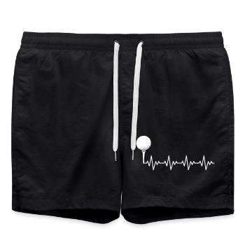 Golf Golfer Golfball EKG Herzschlag Herzfrequenz - Badeshorts - Schwarz - Vorne - AI Model Male 185 light (185cm)