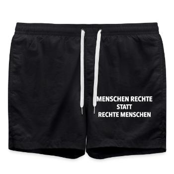 Human Rights Instead of Right-Wing People Statement - Swim Trunks - black - Front - AI Model Male 185 light (185cm)