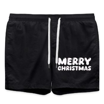 Cuddly Merry Christmas lettering - Swim Trunks - black - Front - AI Model Male 185 light (185cm)