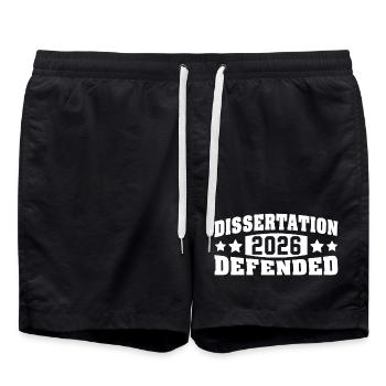 Dissertation Defended 2026 PhD EdD Doctorate - Swim Trunks - black - Front - AI Model Male 185 light (185cm)