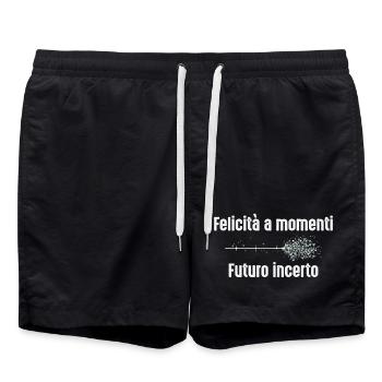 Le bonheur dans des instants, un avenir incertain - Short de bain - noir - Devant - AI Model Male 185 light (185cm)