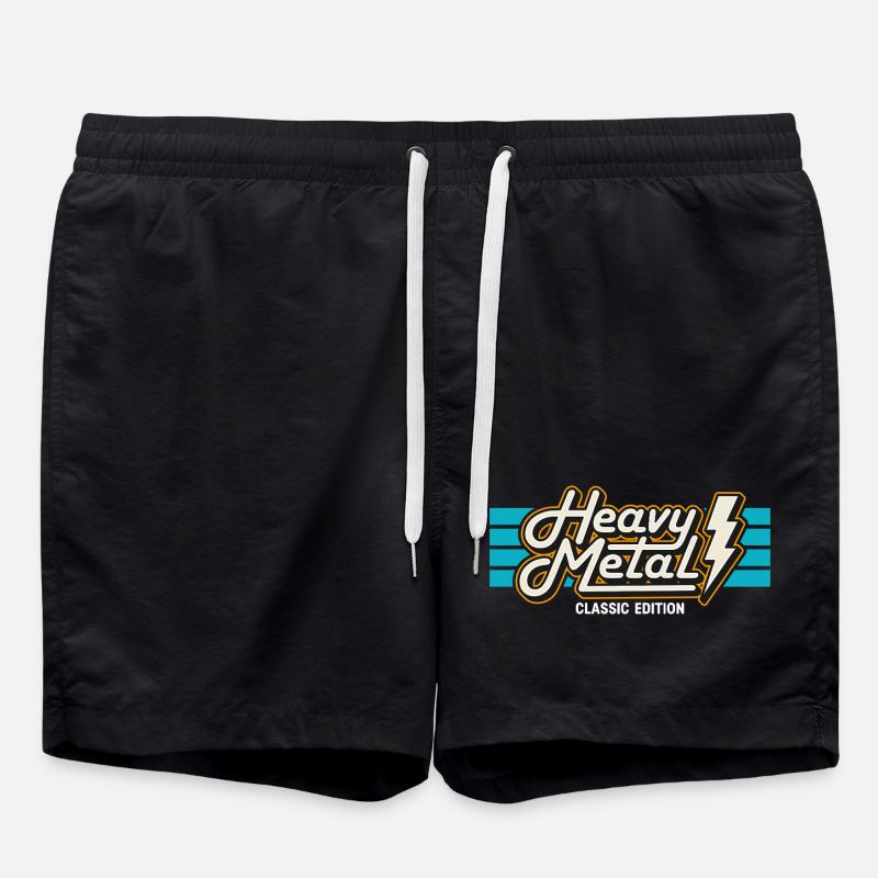 Retro Heavy Metal Abzeichen mit Blitz - Badeshorts - Schwarz