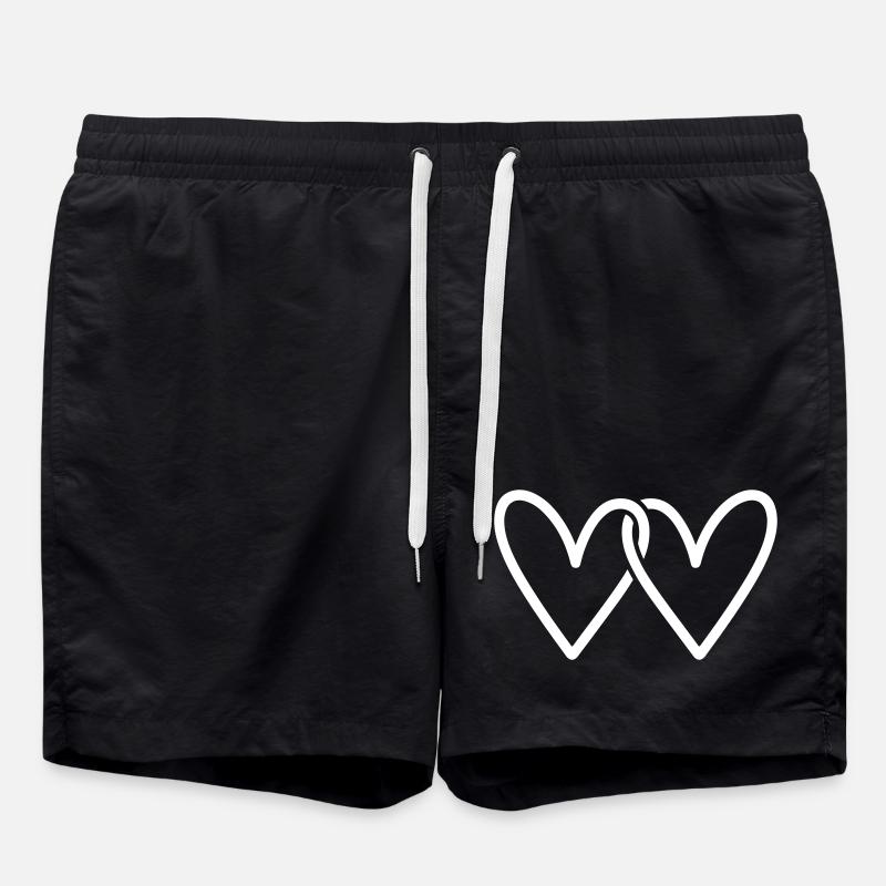 Hearts Love Symbol - Swim Trunks - black