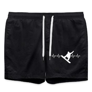Snowboard Snowboarder EKG Herzschlag - Badeshorts - Schwarz - Vorne - AI Model Male 185 light (185cm)